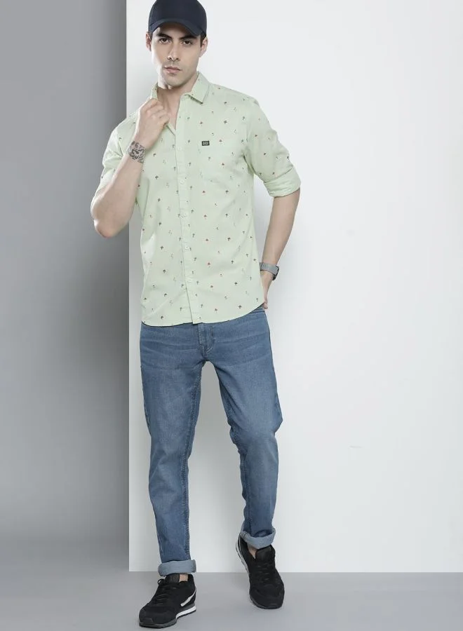 The Indian Garage Co Men Regular Fit Printed Full Sleeves Cutaway Collar Casual Shirt