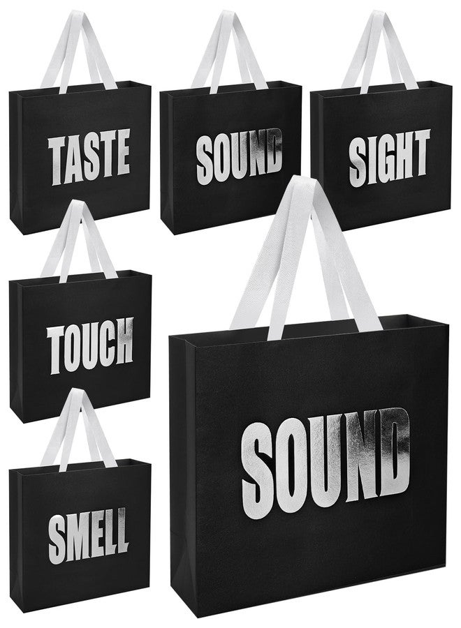 LUOKER 5 Senses Gift Bags for Him,12.6" Black Gift Bag with Silvery Word on Two-Sided,Five Senses Bags with Ribbon Handles,for Wedding Anniversary,Party,Birthday,Mother's Day - Image 1
