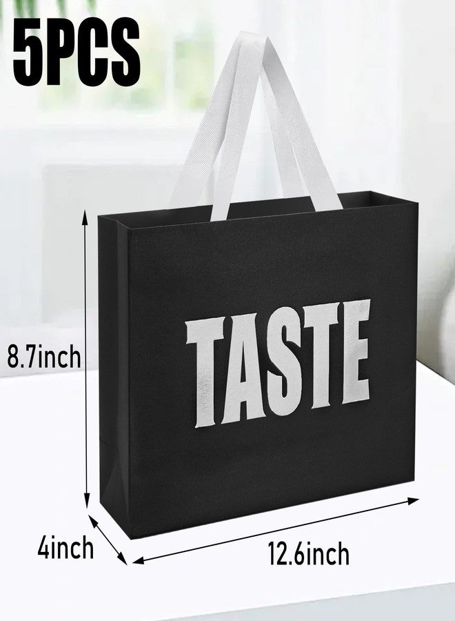 LUOKER 5 Senses Gift Bags for Him,12.6" Black Gift Bag with Silvery Word on Two-Sided,Five Senses Bags with Ribbon Handles,for Wedding Anniversary,Party,Birthday,Mother's Day - Image 2