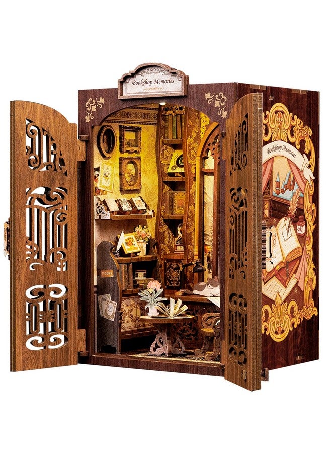 كيوت بي مجموعة ركن الكتب من كيوتيبي - مجموعة بيت الدمية المصغر بنفسك للبالغين والمراهقين، ديكور رف الكتب، نموذج زقاق مع إضاءة LED، هدايا للعائلة والأصدقاء - Image 2