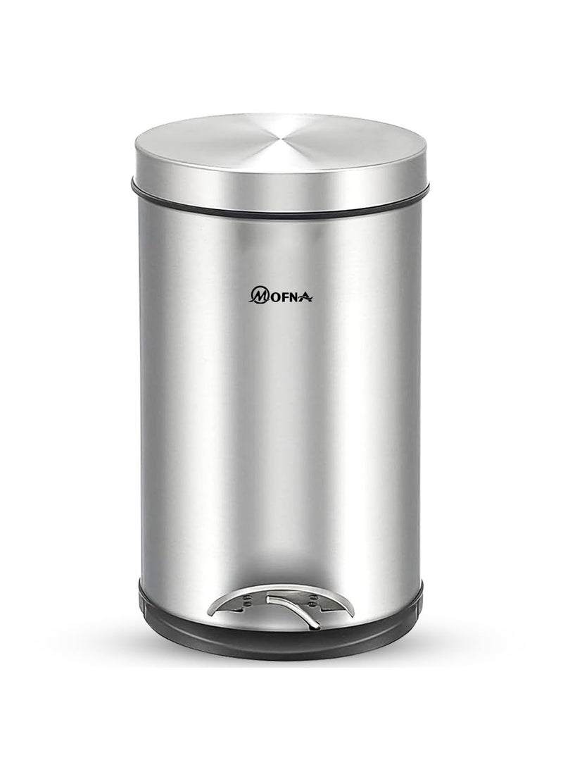 mofna Mofna Stainless Steel Silver Pedal Dustbin Trash can Paper Bin Round Shape Silver use for Home Office Kitchen Bathroom Set of 1 7 x 11 5 Liter  - Image 1