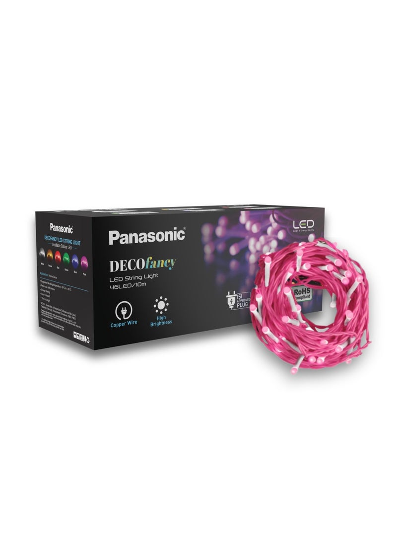 Panasonic - Panasonic Deco Fancy 10 Mtr LED String Light for Diwali Decorative LED String Light for Ganesh Chaturthi Christmas Decoration Light Pink - Image 1