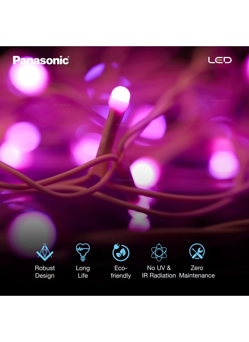 Panasonic - Panasonic Deco Fancy 10 Mtr LED String Light for Diwali Decorative LED String Light for Ganesh Chaturthi Christmas Decoration Light Pink - Image 1
