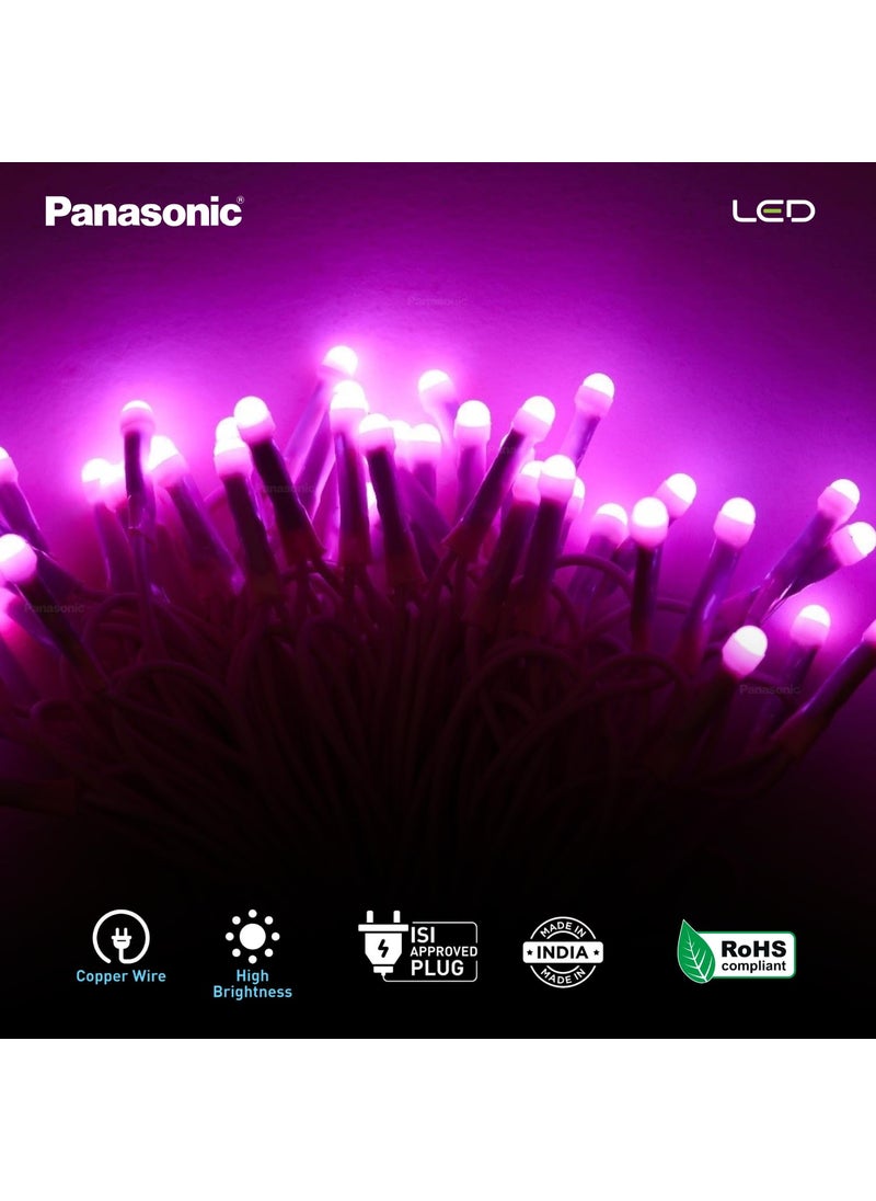 Panasonic - Panasonic Deco Fancy 10 Mtr LED String Light for Diwali Decorative LED String Light for Ganesh Chaturthi Christmas Decoration Light Pink - Image 1