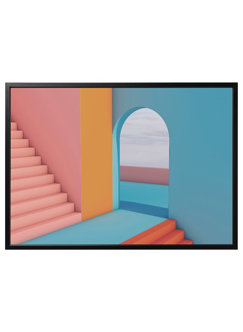 IKEA FRAKTA Picture with frame - doorway/black - 140x100 cm - Image 1