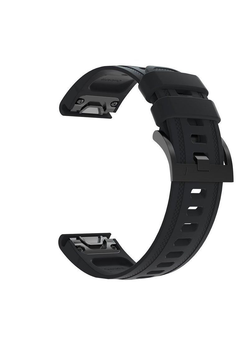حزام سيليكون مناسب لجهاز Garmin Fenix7pro/6/Fenix7x/6x/7s أسود 20 مم Fenix 6s - Image 1