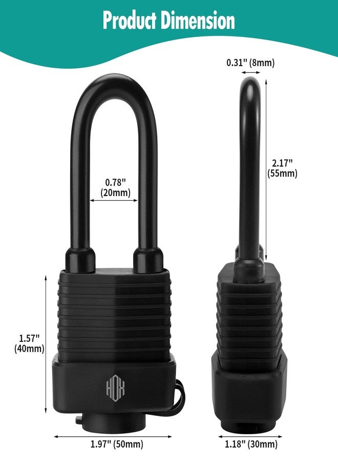 HOX 4-Pack Weather Resistant Padlocks - 40mm Laminated Steel, Chrome Plated with 2-inch Shackle, Vinyl Wrapped, Hardened Steel for Extra Security - Image 2