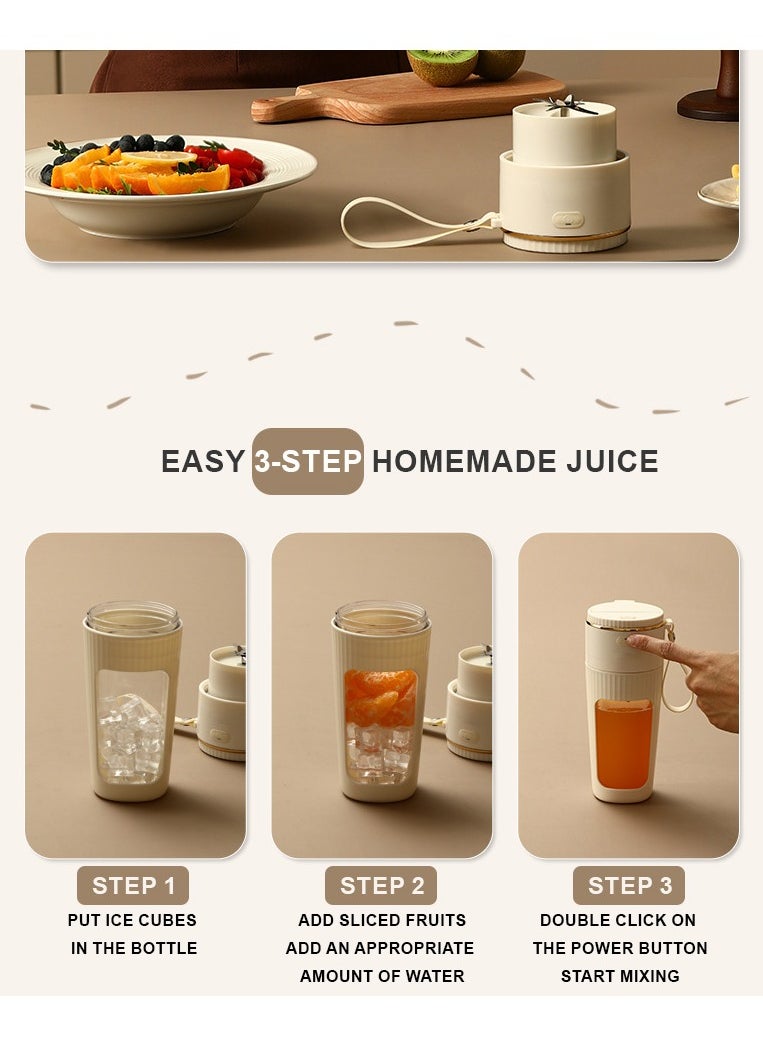 miss ceool - Portable Juicer Mini Blender For Shakes and Smoothies 340ml Personal 10 Blades Blender USB Rechargeable with Detachable Straw - Image 1