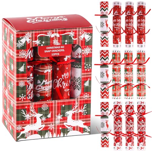 Atonofun 12 Pack Christmas NoSnap Party Table Favors with Christmas Character Design with Party Hat Joke Little Gift Inside for Xmas Gift Holiday Dinner Traditions Supplies - Image 1