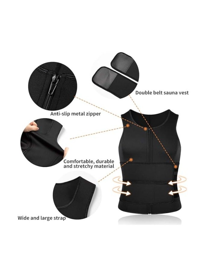 DAILYLIFE Men Neoprene Sauna Zipper Waist Trainer Vest Tank Top Trimmer Body Shaper - L - Image 2