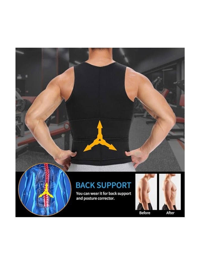 DAILYLIFE Men Neoprene Sauna Zipper Waist Trainer Vest Tank Top Trimmer Body Shaper - L - Image 3