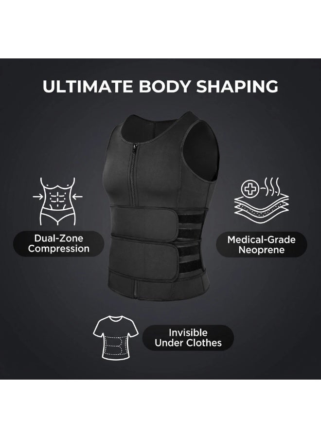 DAILYLIFE Men's Waist Trainer Tummy Shaper Compression Vest Slimming Gym Neoprene Body Shaper Invisible Under Clothes Weight Loss Support - Size L - Image 1