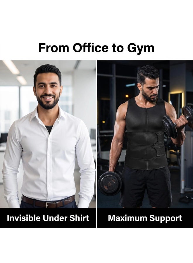 DAILYLIFE Men's Waist Trainer Tummy Shaper Compression Vest Slimming Gym Neoprene Body Shaper Invisible Under Clothes Weight Loss Support - Size L - Image 5