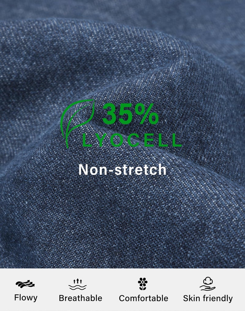 roswear Womens Jeans Non-Stretch Sweatpants Loose Fit Pull On Elastic Waist Front Seam Pants Washed Blue Medium - Image 5