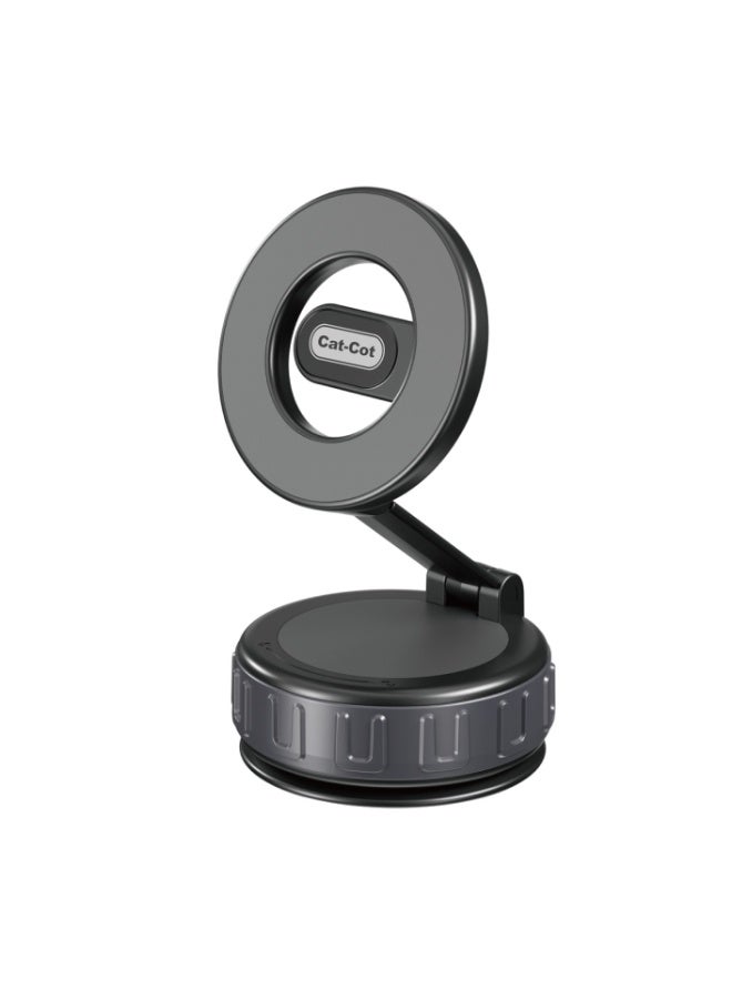 Cat - Cot Cat-Cot Magnetic Car Phone Mount with Vacuum Suction Cup - 360° Rotating Foldable Dashboard & Windshield Holder - Strong Magnet Bracket for All Mobile Phones - Black - Image 1
