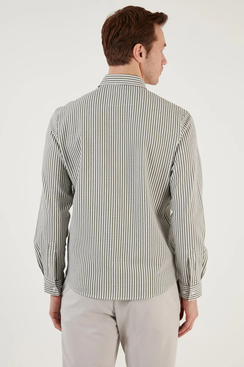 Buratti Cotton Striped Button Collar Long Sleeve Regular Fit Shirt Men's SHIRT CF23S112237