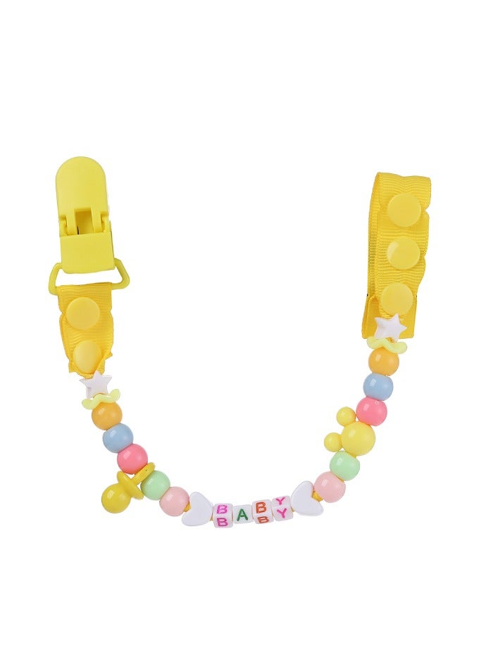 Factory Price Pacifier Clips For Babies, Silicone Playful Soft-ended Clip Cloth Holder Yellow 