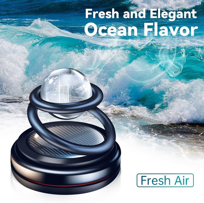 Aerbee معطر هواء السيارة، جهاز تنقية هواء يعمل بالطاقة الشمسية من Aerbee، إكسسوارات دوارة للديكور الداخلي للسيارة، موزع عطر للسيارة، موزع بخور دوار يعمل بالطاقة الشمسية للسيارة والمنزل والمكتب كزينة - Image 4