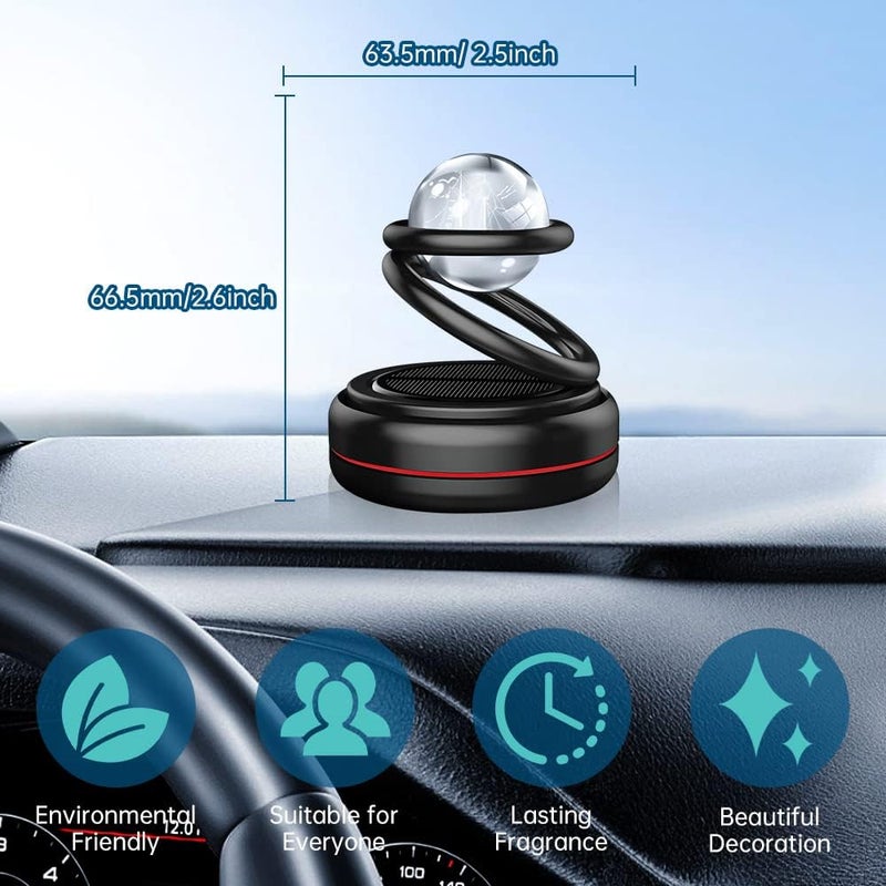 Aerbee معطر هواء السيارة، جهاز تنقية هواء يعمل بالطاقة الشمسية من Aerbee، إكسسوارات دوارة للديكور الداخلي للسيارة، موزع عطر للسيارة، موزع بخور دوار يعمل بالطاقة الشمسية للسيارة والمنزل والمكتب كزينة - Image 3