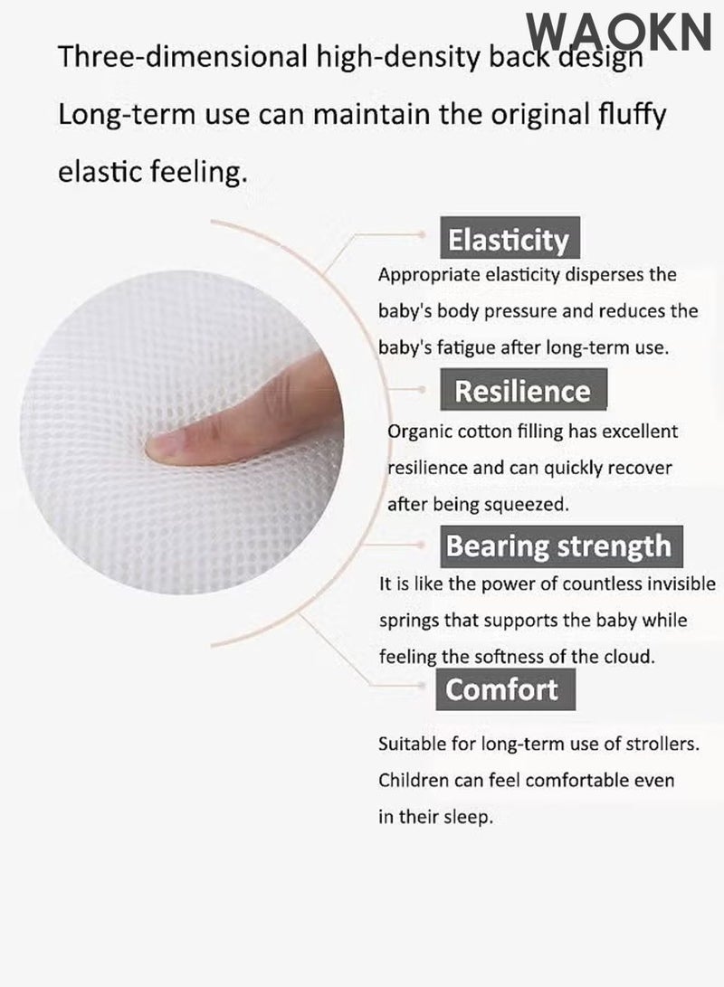 دبليو أيه أو كي أن وسادة مقعد عربة أطفال مطورة، وسادة تبريد لعربة الأطفال بشبكة ثلاثية الأبعاد مسامية، وسادة مقعد كرسي طعام للأطفال الرضع، قابلة للاستخدام على كلا الجانبين، عالية المرونة، بطانة تبريد متعددة الوظائف لمقعد سيارة الأطفال الرضع (بيج). - Image 3