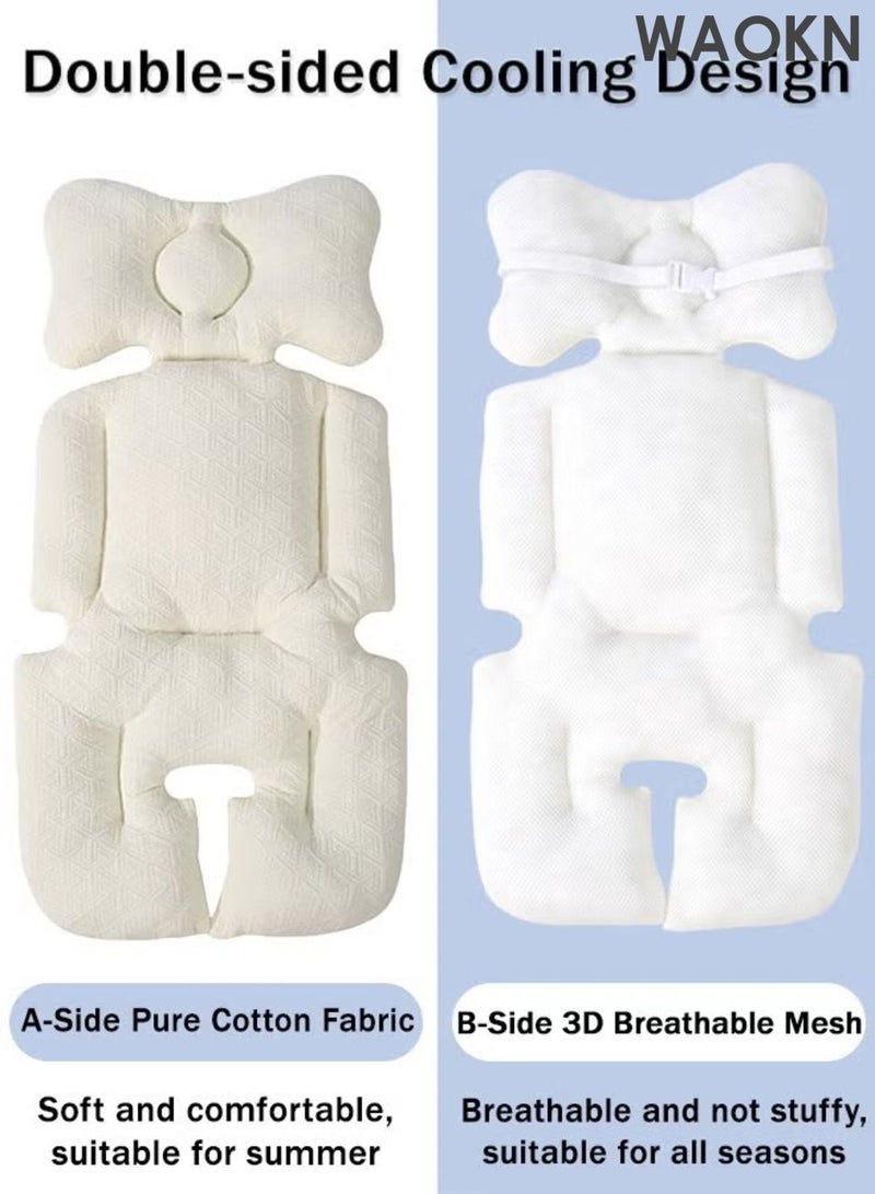 دبليو أيه أو كي أن وسادة مقعد عربة أطفال مطورة، وسادة تبريد لعربة الأطفال بشبكة ثلاثية الأبعاد مسامية، وسادة مقعد كرسي طعام للأطفال الرضع، قابلة للاستخدام على كلا الجانبين، عالية المرونة، بطانة تبريد متعددة الوظائف لمقعد سيارة الأطفال الرضع (بيج). - Image 5