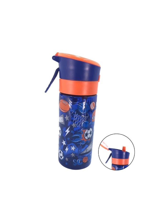 i-kola FOOTBALL ORANGE 480 ML Kids Water Bottle for School | BPA-Free Plastic Water Bottle for Boys & Girls | Leakproof, Unbreakable, Easy to Drink, Quick Open Lock(TS-9218 A 4) - Image 1