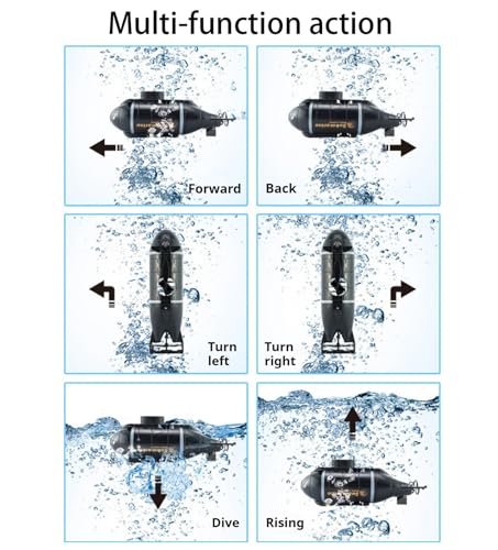 Tsiodot Mini RC Submarine Boat for Kids 6CH Remote Control HighSpeed Waterproof Diving Toy for Pools Lakes Bathtubs Gift for Boys and GirlsBlack - Image 5