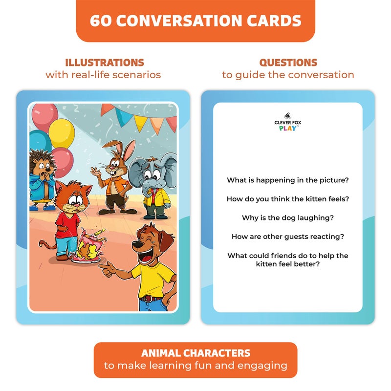 Clever Fox Play Who What Why Conversation Cards for Kids â€“ Learning Game for Social Skills, Emotional Intelligence & Critical Thinking â€“ Speech Therapy Resources, Sequencing Game & Articulation Materials, Ages 4+ - Image 3