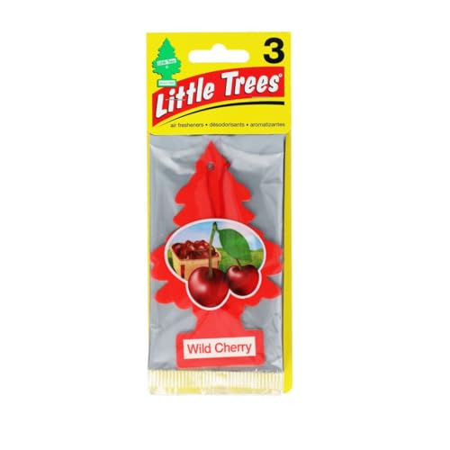 LITTLE TREES Car Air Freshener Hanging Paper Tree for Home or Car Wild Cherry 3 Pack