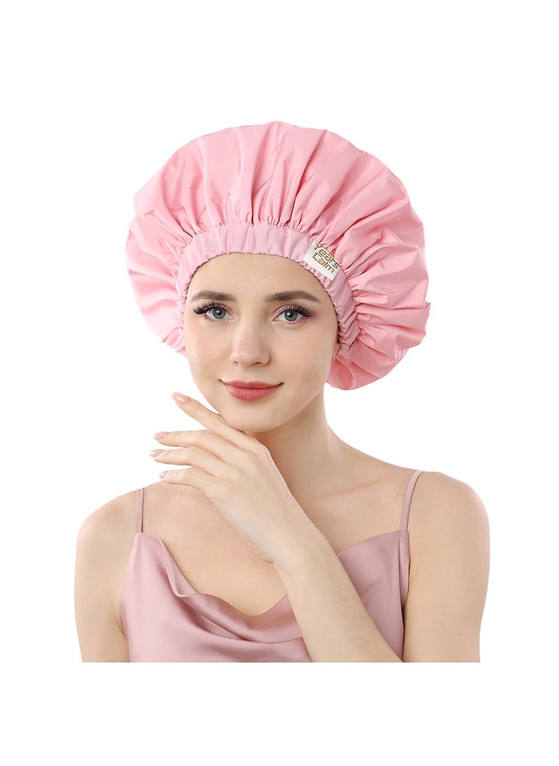 Years calm - Years calm Reusable Waterproof Shower Caps for Women, Hair Caps for Showers, Double-Layer Elastic Design, for All Hairstyles, Travel-Friendly (pink) - Image 1