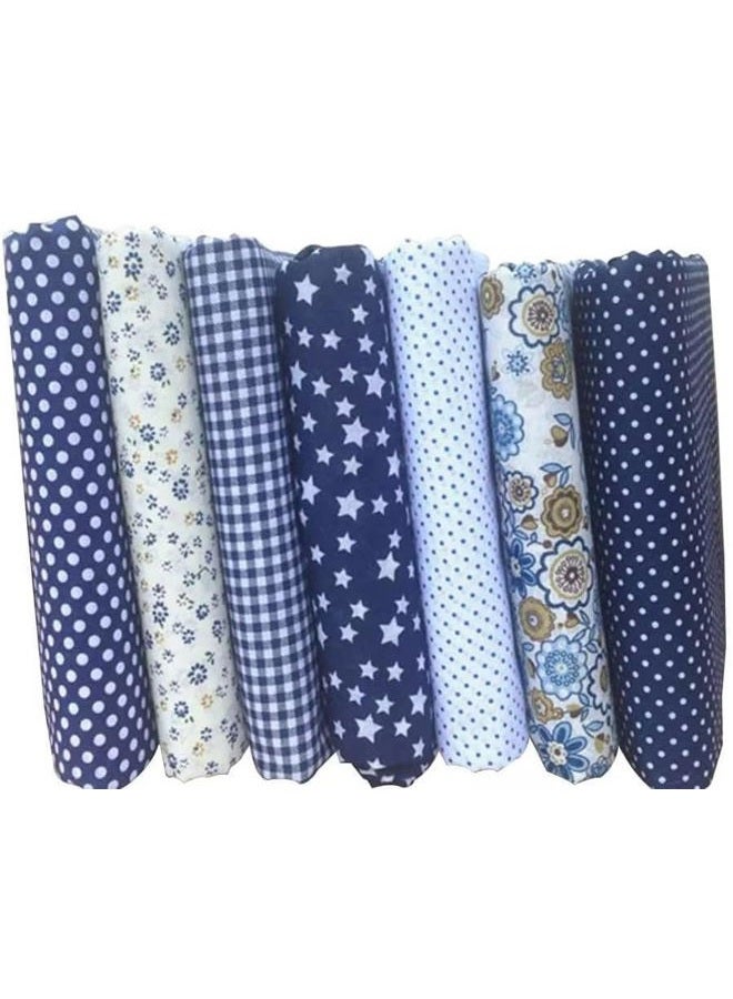 Mozff 7Pcs 10" x 10" (25cm x 25cm) Dark Blue Top Cotton Craft Fabric Bundle Squares Patchwork DIY Sewing Scrapbooking Quilting Floral Dot Pattern Fabric - Image 2