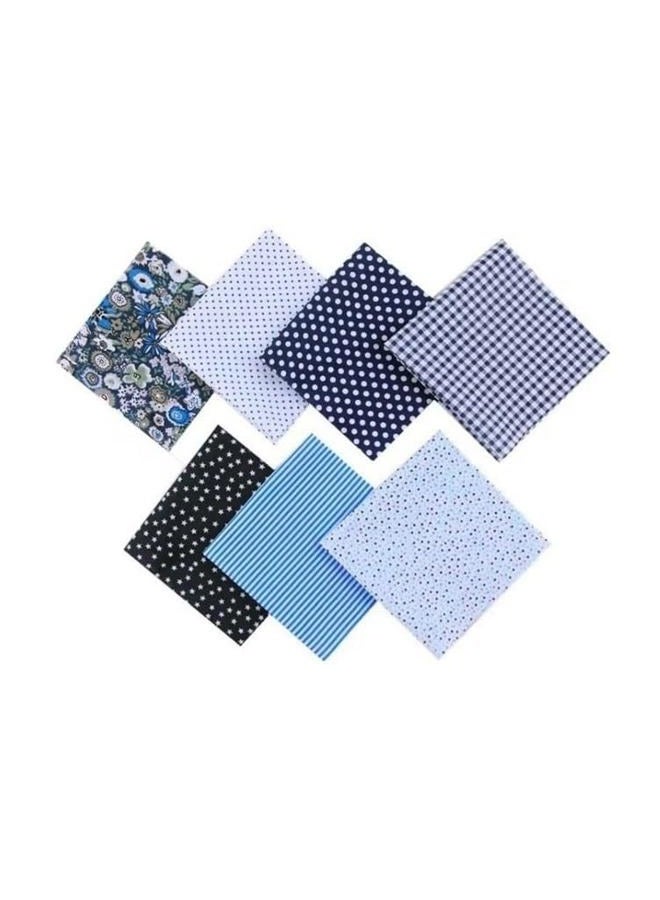 Mozff 7Pcs 10" x 10" (25cm x 25cm) Dark Blue Top Cotton Craft Fabric Bundle Squares Patchwork DIY Sewing Scrapbooking Quilting Floral Dot Pattern Fabric - Image 1