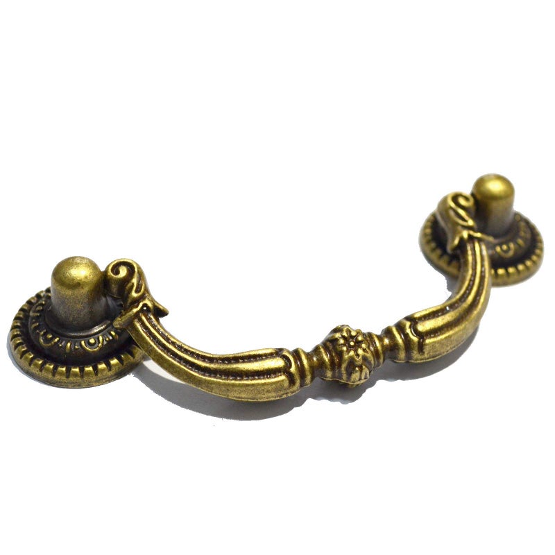 SMY 4 PCS Vintage Pulls Bronze Drawer Handles Antique Knobs Decorative Floral Ring Hardware for Furniture Cabinet Cupboard Dresser (Length:3-3/4", Height:1-1/2", Mounting Hole Space:2-3/4") - Image 1
