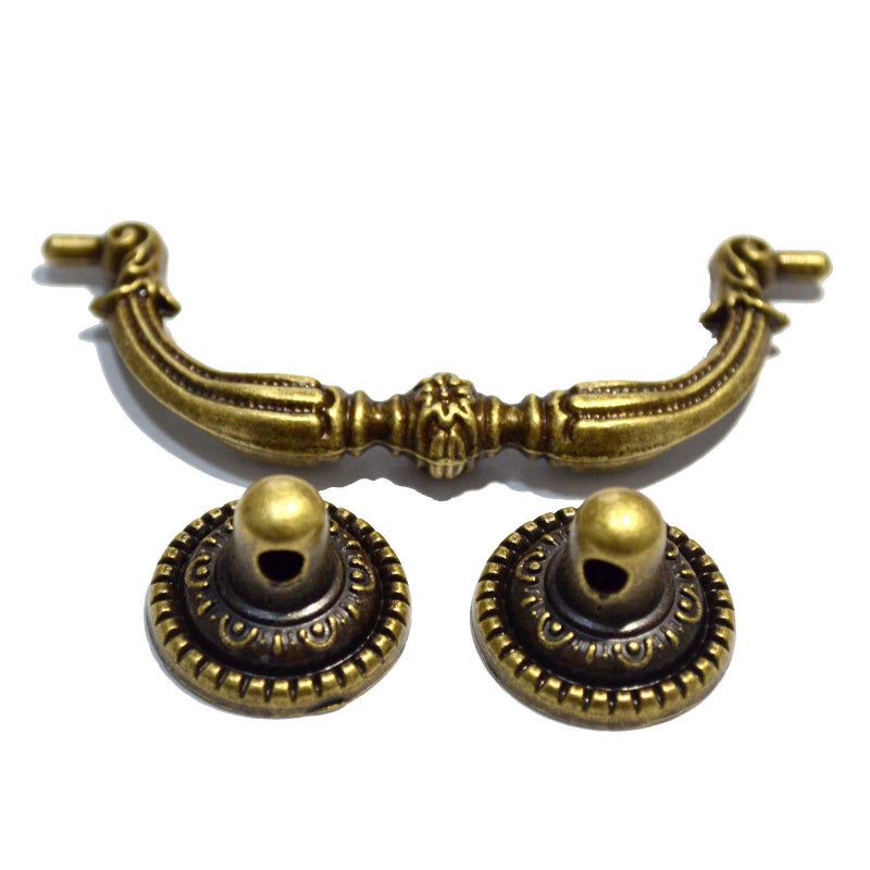 SMY 4 PCS Vintage Pulls Bronze Drawer Handles Antique Knobs Decorative Floral Ring Hardware for Furniture Cabinet Cupboard Dresser (Length:3-3/4", Height:1-1/2", Mounting Hole Space:2-3/4") - Image 5