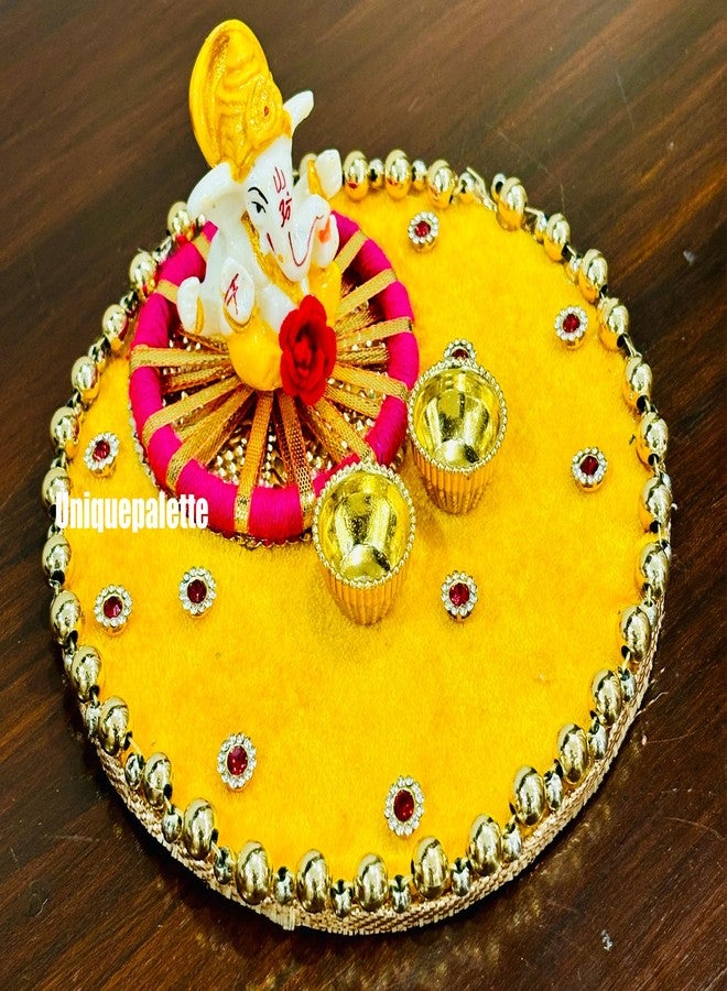Unique Palette Roli Kumkum Chawal Holder/Roli Tika Chopra (1 Tika Chopda Box, Roli, Chawal)/Chawal Akshat Haldi/Roli Chawal Platter - Image 3