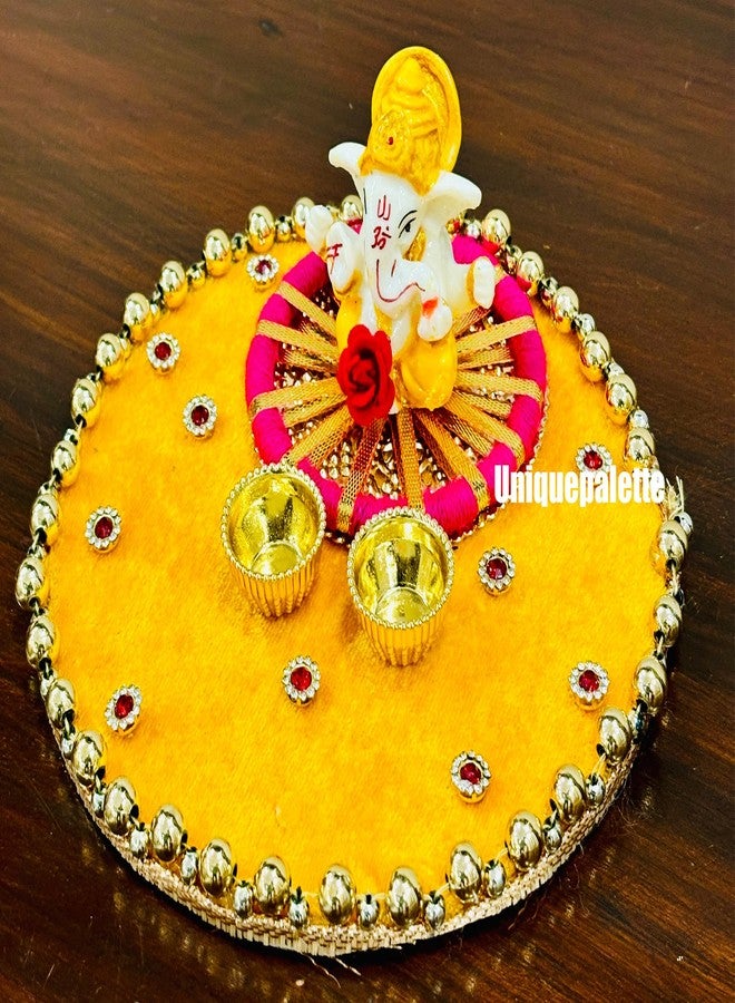 Unique Palette Roli Kumkum Chawal Holder/Roli Tika Chopra (1 Tika Chopda Box, Roli, Chawal)/Chawal Akshat Haldi/Roli Chawal Platter - Image 2