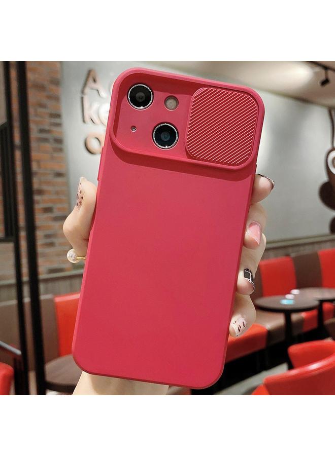 اس-توب جراب لهاتف iPhone 14 Plus مزود بدرع كاميرا منزلق من السيليكون السائل TPU - Image 1