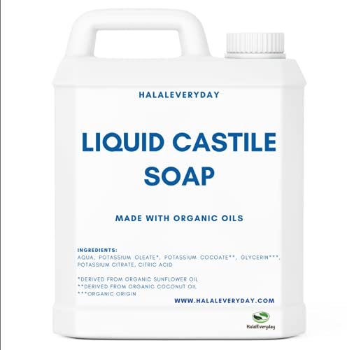 HalalEveryday Liquid Castile Soap Unscented 16 oz Made with Organic Oils Concentrated 100 Pure and All Natural Vegan and Non GMO Gentle Liquid Soap for Body Wash Skin Cleansers Cosmetics Dish Soap Hand Soap and more - Image 1