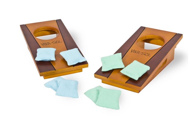 Viva Sol Miniature Version of Classic Bean Bag Toss Game Perfect for a Desk or Table , brown , 5" x 10" - VS5002 - Image 1