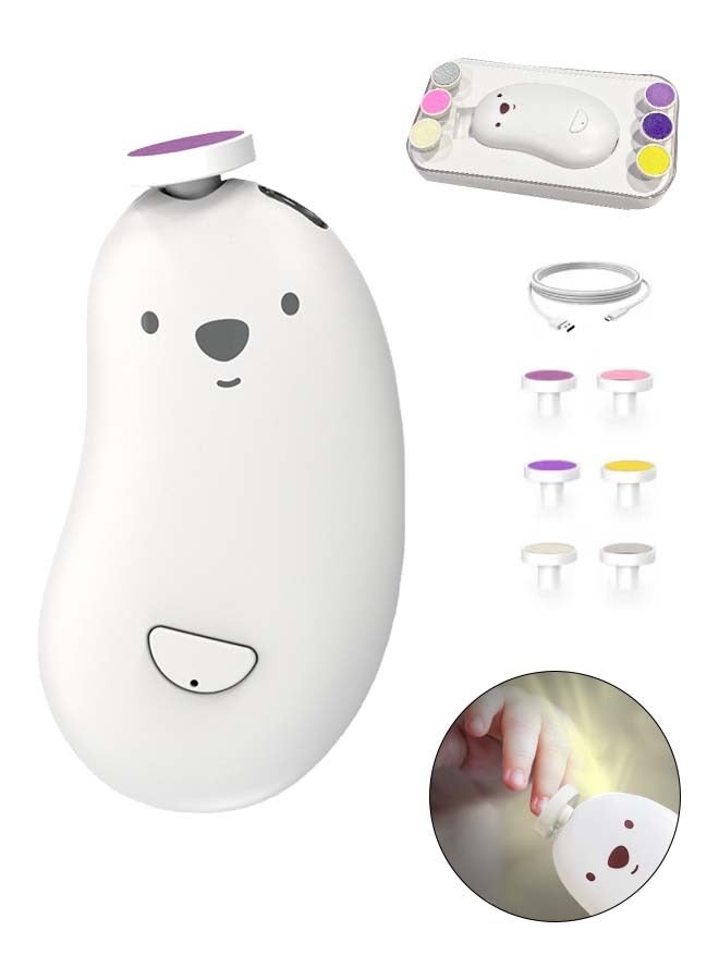 Baby Nail Trimmer Electric Rechargeable Baby Nail Clippers with 6 Grinding Heads and Soft light lamp Two-speed adjustment  - Image 1