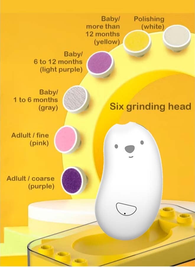 Baby Nail Trimmer Electric Rechargeable Baby Nail Clippers with 6 Grinding Heads and Soft light lamp Two-speed adjustment  - Image 2