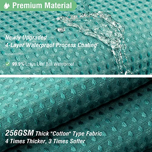 Dynamene Green Fabric Shower Curtain - Waffle Weave Textured Heavy Duty Cloth Shower Curtains for Bathroom, 256GSM Hotel Luxury Weighted Bath Curtain Set with 12 Plastic Hooks,72x72, Seaweed Green - Image 4