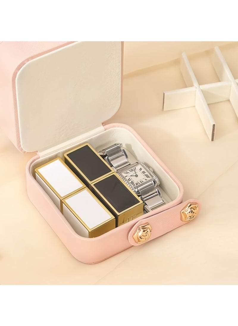 SYOSI - Leather Travel Jewelry Organizer Box, Small Fashion Jewelry Organizer Two Layers Storage Case, for Bracelets, Earrings, Rings Gift, for Girls, Women, Mother, Daughter - Image 1