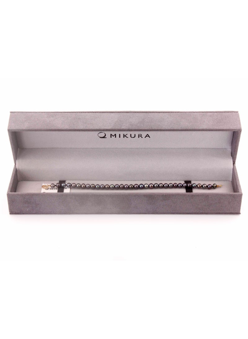 MIKURA Bracelet 1L 19Cm, Freshwater Pearls, A Quality, Treated Black Color, 5.5-5.0MM, Agw 7.53Gms, 18KY  - Image 2