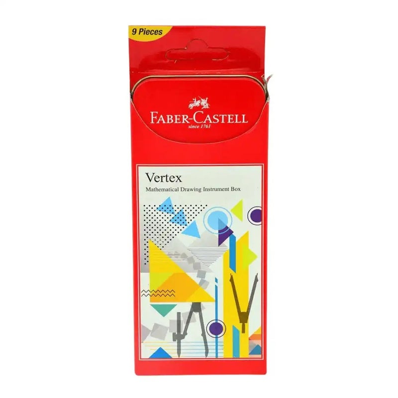 Faber Castell Vertex Mathematical Drawing Instrument Box 9pcs Set- Red