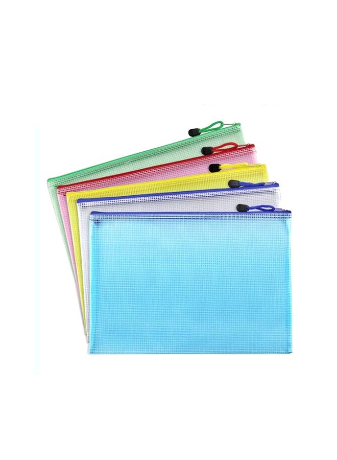 NIBEMINENT 12-Piece Zipper Plastic Mesh Stationery Bag Set Multicolour 