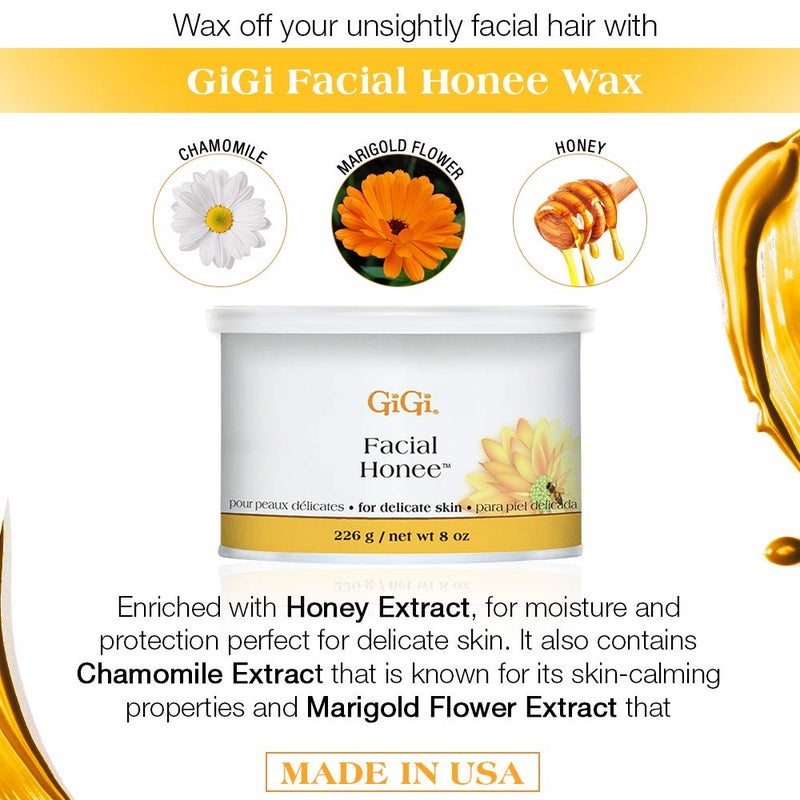 GiGi Facial Honee Wax - Hair Removal Wax for Face and Sensitive Skin, 8 oz - Image 2