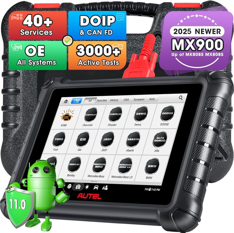Autel Autel MaxiCheck MX900 Scanner 2025 Bidirectional Diagnostic Scan Tool Same as MK900 MK900BT 8in Up of MaxiCOM MK808S MX808S MK808BT PRO CAN FD DoIP 3K Active Tests 40 Services All Systems FCA