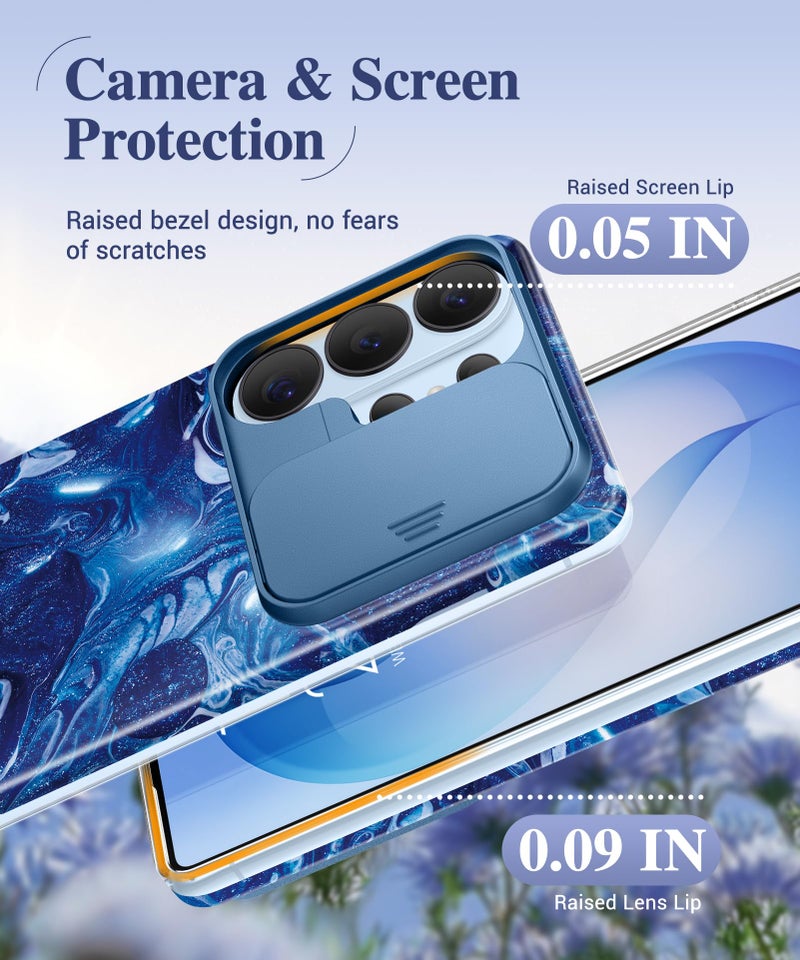 GVIEWIN for Samsung Galaxy S26 Ultra Case with Slide Camera Cover, [Screen Protector] [Shockproof Military Grade Drop Protection] Marble Slim Fit Hard PC Phone Cover S26 Ultra 6.9" 2026 (Star Abyss) - Image 5