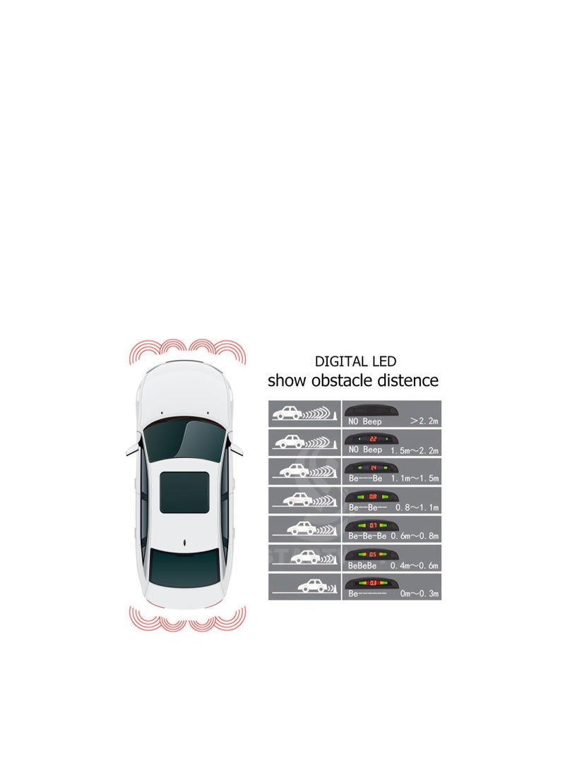 Assistant Rear Parking Sensor Kit Black LED Display Parking Assistants Double CPU Security Reversing Parking Radar Sensor Car Vehicle with 4 Sensors Alarm Buzzer Reminder Safe Driving - Image 4